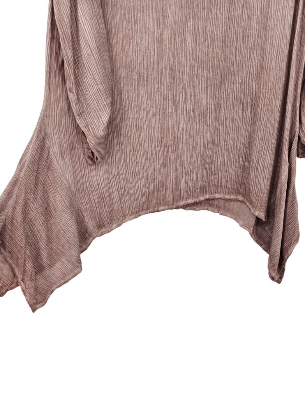 Ali Miles Cowl Neck Asymmetric Hem Crinkled Tunic Top Mauve Women's Size S NEW - Picture 5 of 12